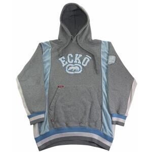 Vintage y2k Ecko Unltd. Hoodie Mens Large Embroidered Grey Streetwear Sweatshirt